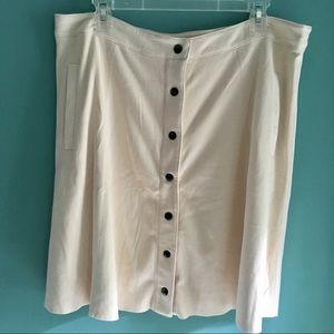 Forever 21+ Cream Faux Suede Button Down Skirt